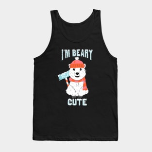 I’m Beary Cute Funny Adorable Polar Bear Pun Valentine Tank Top